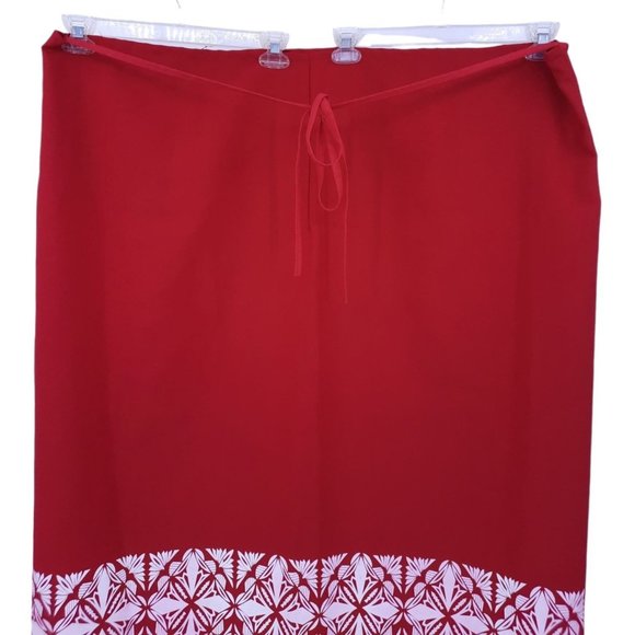 VTG 80s Red Hawaiian Puff Sleeve Square Neck Blouse Wrap Skirt Set Plus Size 5X - Picture 11 of 11